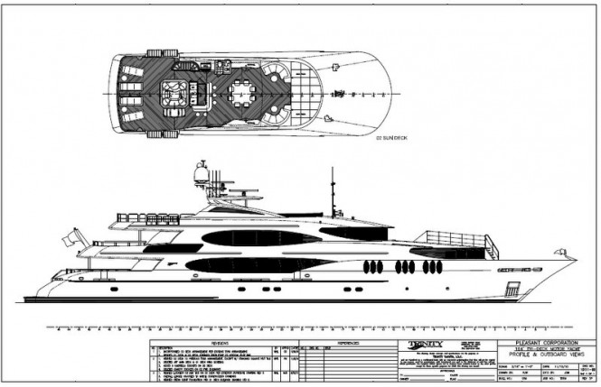Luxury motor yacht Lady Sura (T059) - Profile and Outboard Views Luxury motor yacht Lady Sura (T059) - Profile and Outboard Views