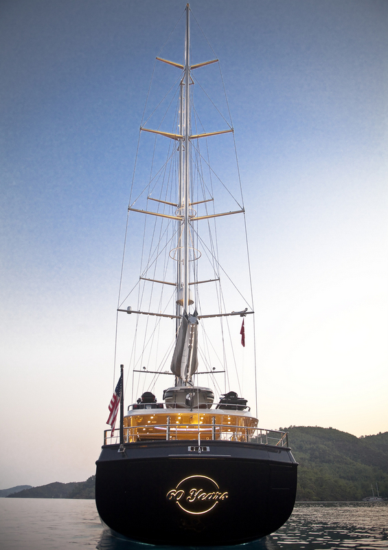 Luxury yacht 60 Years - aft view Luxury yacht 60 Years - aft view