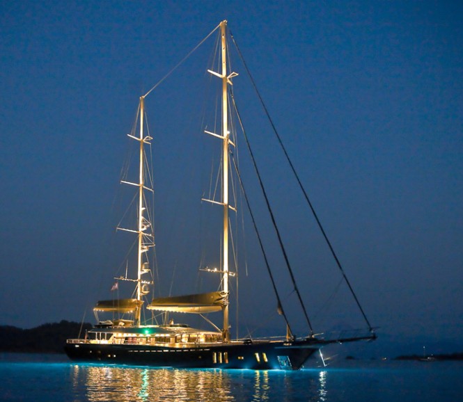 Royal Craft Yacht 60 Years at night Royal Craft Yacht 60 Years at night