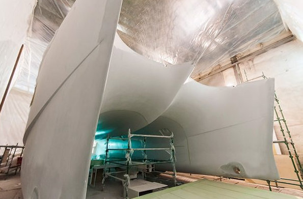 Works on the 60 Sunreef Power yacht Works on the 60 Sunreef Power yacht