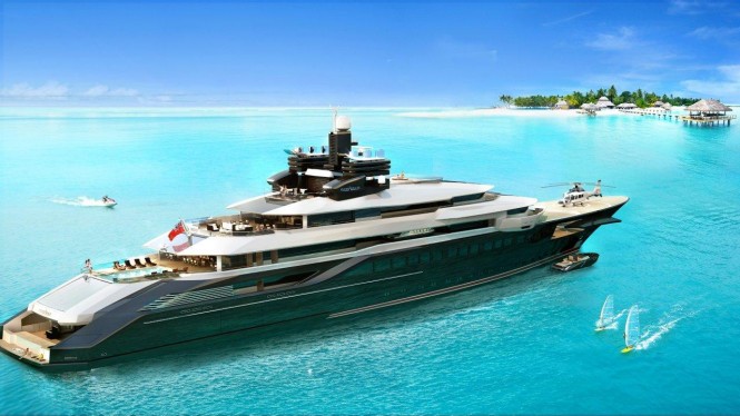 New images of the 110 m Oceanco Yacht DP002 concept designed by Nuvolari Lenard