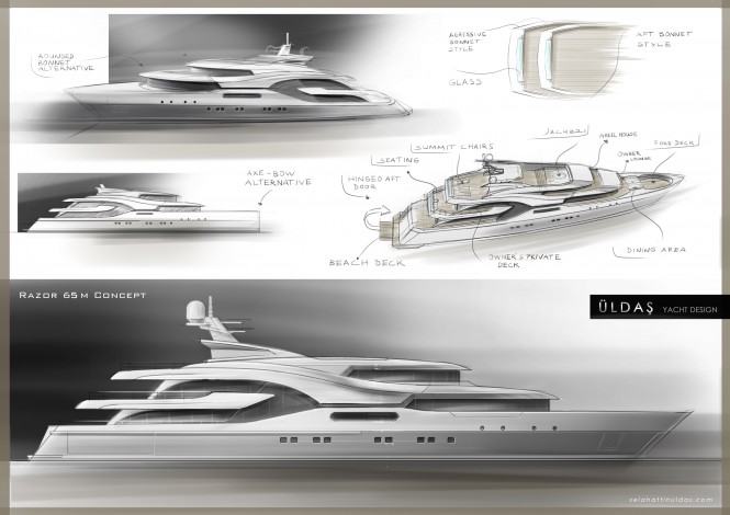 New 65m motor yacht Project RAZOR concept by Uldas Design