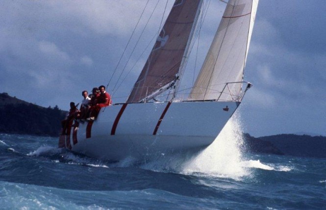 One giant leap: Peter Briggs’ Hitchhiker on her way to the top of the podium – the champion yacht at the inaugural Hamilton Island Race Week. (Image: Sandy Peacock) One giant leap: Peter Briggs’ Hitchhiker on her way to the top of the podium – the champion yacht at the inaugural Hamilton Island Race Week. (Image: Sandy Peacock)