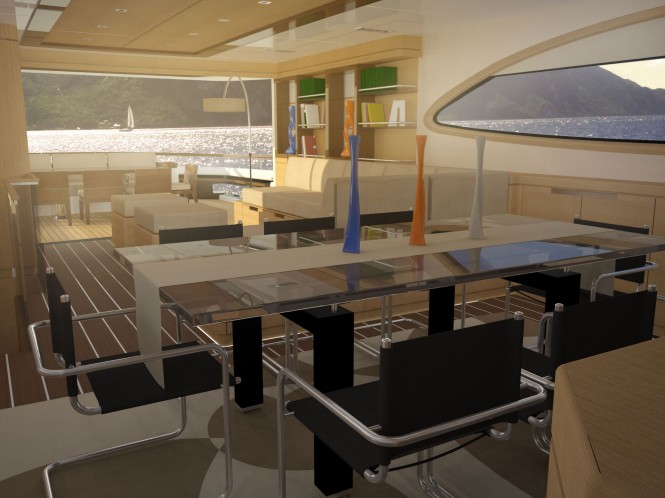 100 Motor Yacht Concept - Salon - Aft View