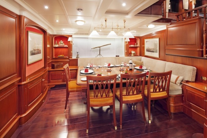 16 Kamaxitha ketch - lower salon and dining area - Photo by Cory Silken Kamaxitha ketch - lower salon and dining area - Photo by Cory Silken