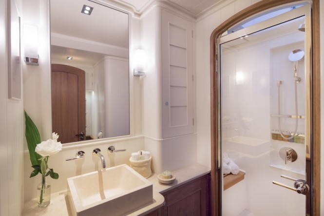 27 Royal Huisman Sailing Yacht Pumula - luxury bathroom - Photo by Cory Silken Royal Huisman Sailing Yacht Pumula - luxury bathroom - Photo by Cory Silken