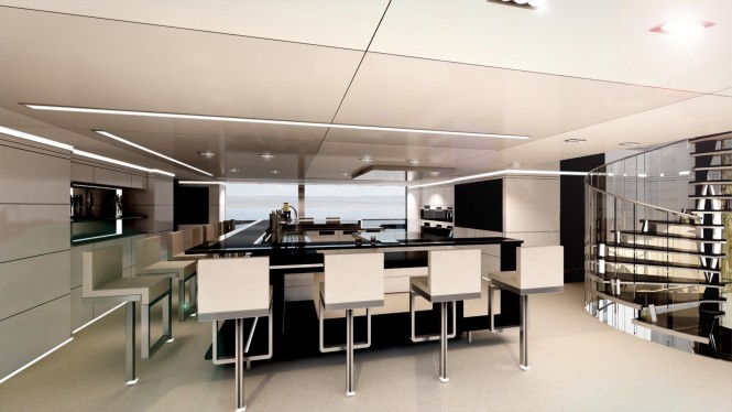 62m H2 Mega Yacht Concept - bar and show cooking 62m H2 Mega Yacht Concept - bar and show cooking