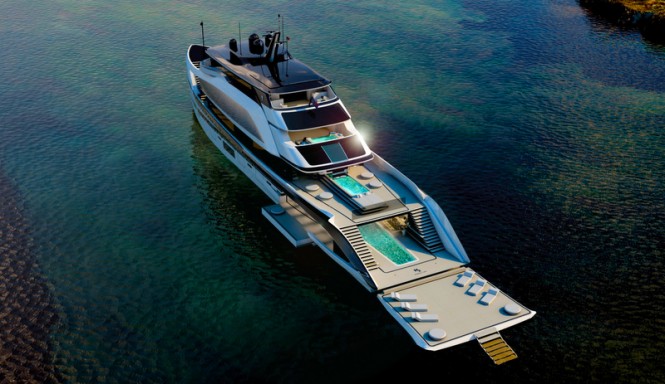 62m H2 Superyacht Design - aft view 62m H2 Superyacht Design - aft view