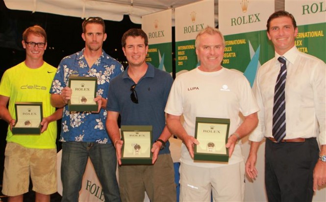 ALEXANDRE TABARY-DEVISME (FAR RIGHT), ROLEX CARIBBEAN, HANDS ROLEX TIMEPIECES TO THE WINNERS OF THE WEEK: (FROM RIGHT) JEREMY PILKINGTON, RICHARD WESSLUND, ROBBIE RAMOS AND DALTON DEVOS ALEXANDRE TABARY-DEVISME (FAR RIGHT), ROLEX CARIBBEAN, HANDS ROLEX TIMEPIECES TO THE WINNERS OF THE WEEK: (FROM RIGHT) JEREMY PILKINGTON, RICHARD WESSLUND, ROBBIE RAMOS AND DALTON DEVOS