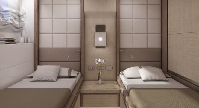 Superyacht Columbus Sport 130 Hybrid - Guest Twin Cabin Superyacht Columbus Sport 130 Hybrid - Guest Twin Cabin