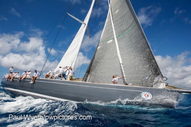 HM King Harald V of Norway yacht wins in Antigua