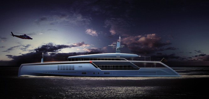 Latest 70m mega yacht ASCHERA concept by motion code: blue