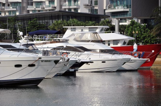 Luxury yachts on display at the 2013 Singapore Yacht Show