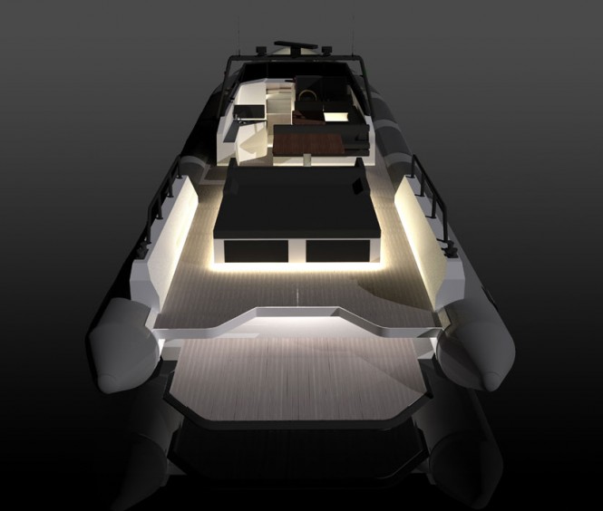 Rupert 52 Cabin superyacht tender - aft view Rupert 52 Cabin superyacht tender - aft view