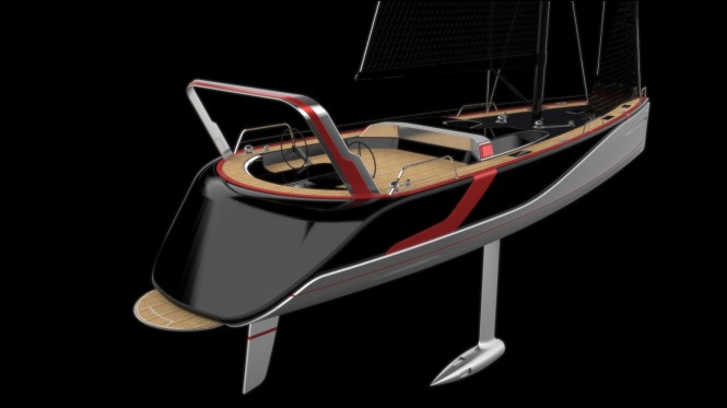 Sailing yacht Poseidon concept - aft view