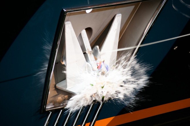 Christening ceremony of 55m Limited Editions Amels 180 motor yacht ENGELBERG