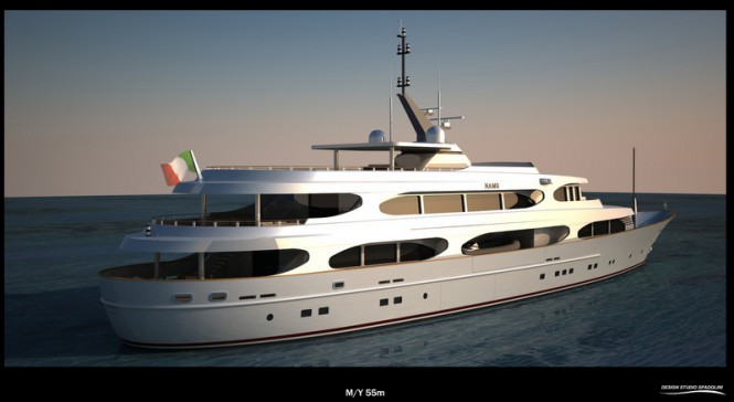 55m Spadolini Yacht Project - aft view 55m Spadolini Yacht Project - aft view