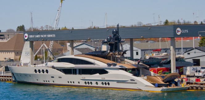 Luxury motor yacht Lady M - aft view Luxury motor yacht Lady M - aft view