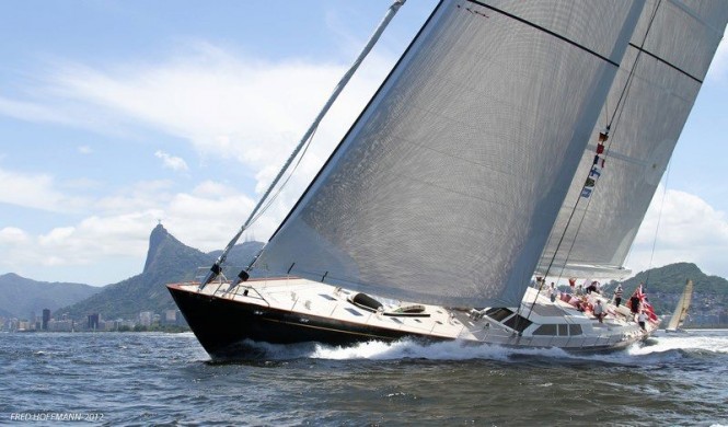 Luxury sailing yacht Pink Gin sailing off Rio with Corcavado as the beautiful backdrop - Photo credit to Fred Hoffmann Luxury sailing yacht Pink Gin sailing off Rio with Corcavado as the beautiful backdrop - Photo credit to Fred Hoffmann