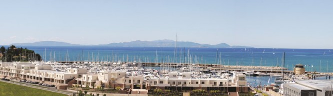 Marina di Scarlino hosting superyachts in the heart of the Tuscan Maremma in Italy