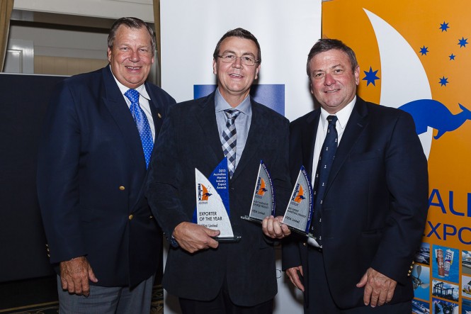 Mark Miocevich VEEM Ltd Managing Director with The Hon Bob Baldwin MP Shadow Minister for Tourism Regional Development AIMEX President Richard Chapm Mark Miocevich VEEM Ltd Managing Director with The Hon Bob Baldwin MP Shadow Minister for Tourism Regional Development AIMEX President Richard Chapm