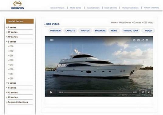 Horizon releases new video tours of its E88, E56 and PC60 Yachts
