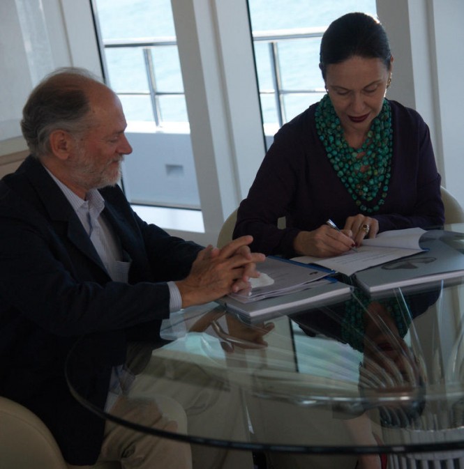 Signing of agreement aboard Stella Maris yacht Signing of agreement aboard Stella Maris yacht