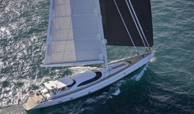 Sailing shots of newly delivered AY45 Yacht ENCORE by Alloy Yachts