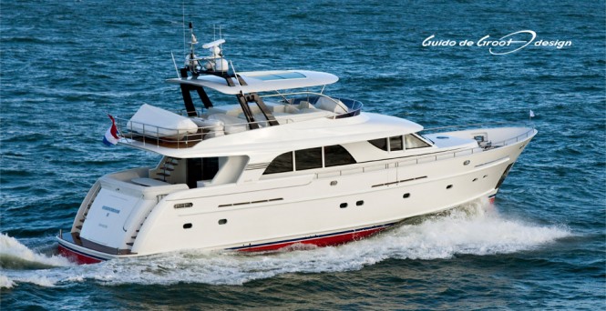 Guido de Groot designed Mulder 73 Flybridge motor yacht BOONOOROO II arrives in Australia