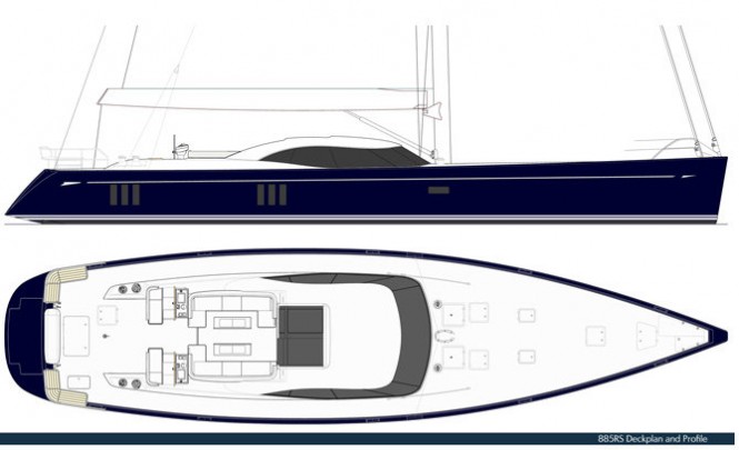 Oyster 885 Yacht Kalibu - Deckplan and Profile Oyster 885 Yacht Kalibu - Deckplan and Profile