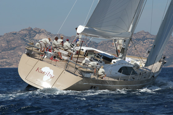 Close racing for Oyster 100 Yacht SARAFIN and Oyster 885 Yacht KARIBU at Loro Piana Superyacht Regatta 2013