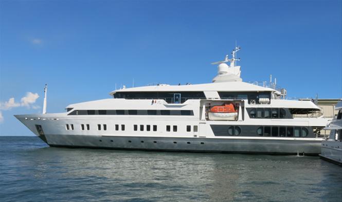 227ft motor yacht SALUZI under refit at Horizon to be re-launched in August