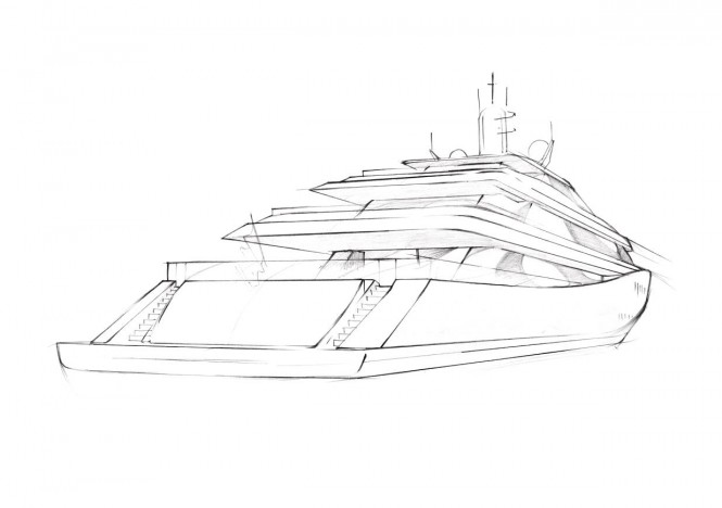 Mega yacht P0513 concept - Rear Frame Sketch Mega yacht P0513 concept - Rear Frame Sketch