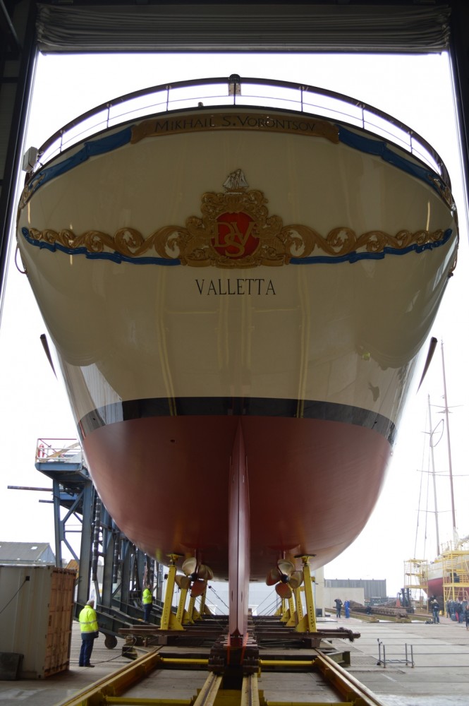 Mikhail S. Vorontsov Yacht ready to hit the water at Balk Shipyard - Image courtesy of Balk Shipyard Mikhail S. Vorontsov Yacht ready to hit the water at Balk Shipyard - Image courtesy of Balk Shipyard
