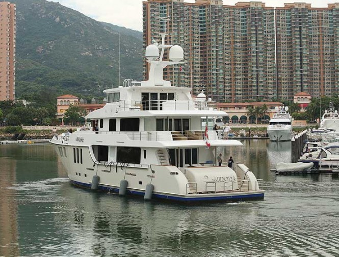 N120 Yacht Aurora in Hong Kong - aft view N120 Yacht Aurora in Hong Kong - aft view