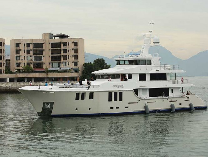 New photos and video of Nordhavn 120 superyacht AURORA arriving in Hong Kong
