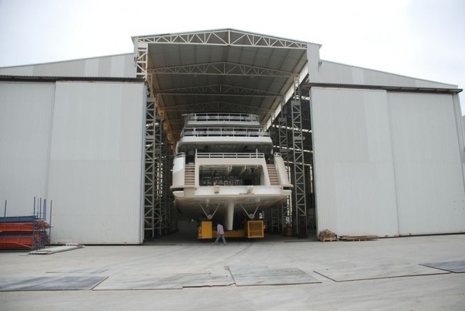 Soraya 46 Yacht in the new shed