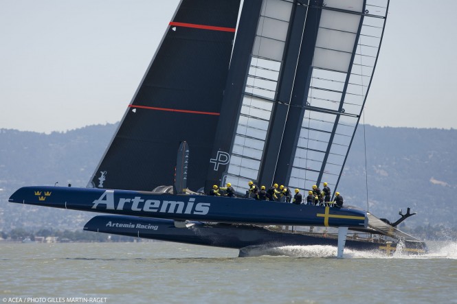 Spectacular debut for Artemis Racing’s second AC72 yacht ‘Big Blue’