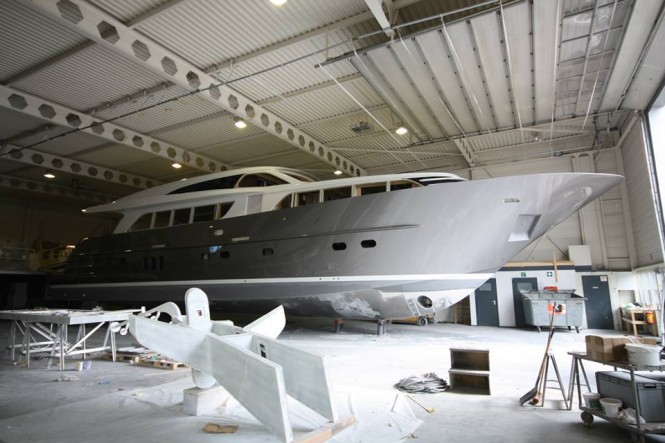 New photos of Continental III 26.00 Raised Pilothouse yacht under construction at Wim van der Valk