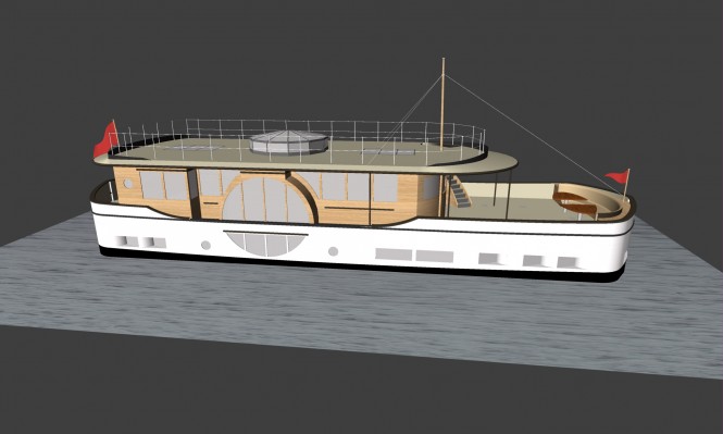 80ft Fairlie Yachts gentlemen’s luxury yacht inspired houseboat