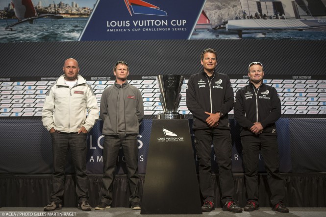 Max Sirena (left), Chris Draper, Dean Barker and Glenn Ashby at the press conference previewing the Louis Vuitton Cup Final Max Sirena (left), Chris Draper, Dean Barker and Glenn Ashby at the press conference previewing the Louis Vuitton Cup Final