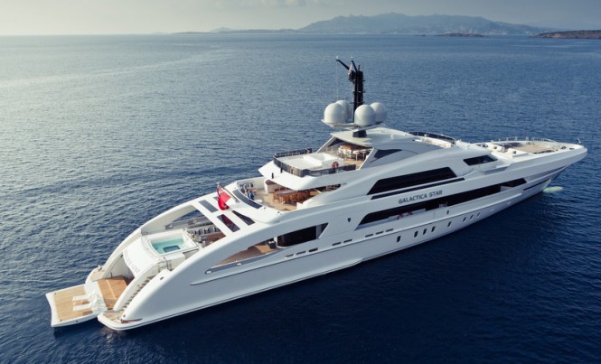 Galactica Star Yacht - aft view - Photo by Jeff Brown Galactica Star Yacht - aft view - Photo by Jeff Brown