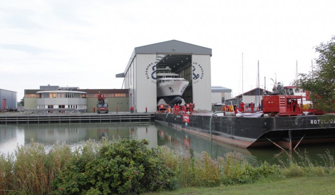 Launch of 44m Bloemsma van Breemen motor yacht BN141 (Project BVB44M)