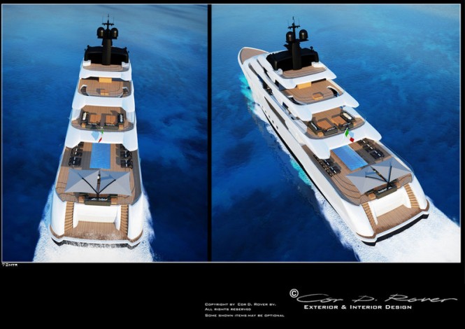 72m Beach luxury yacht concept - aft view 72m Beach luxury yacht concept - aft view