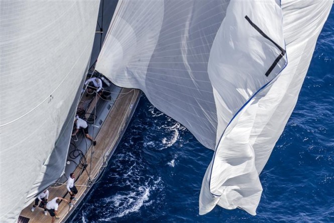 Spinnaker drop on board superyacht Y3K Spinnaker drop on board superyacht Y3K