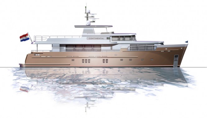 Luxury yacht Continental Trawler 28 RPH with gold hull