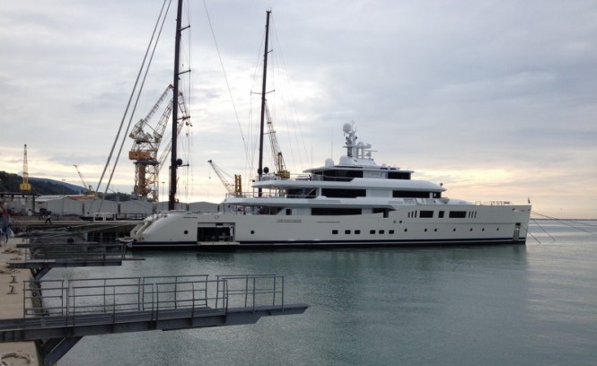 New images of Perini Navi Yacht GRACE E tied up in Italy’s La Spezia released by Nautical Structures