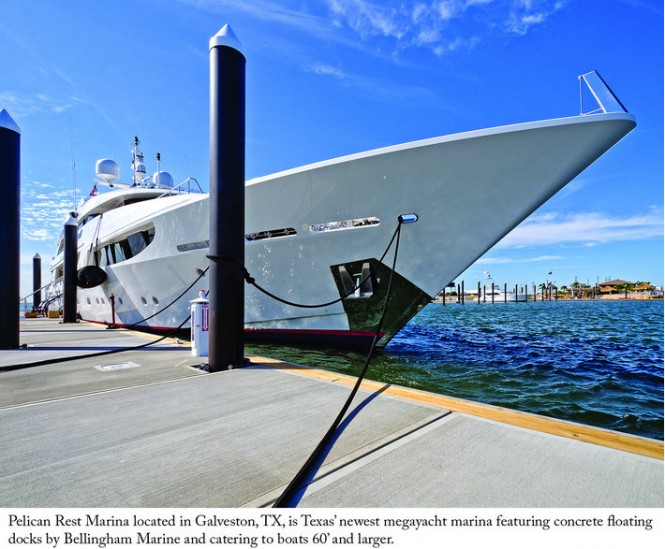 Texas’ new superyacht marina featuring concrete floating docks by Bellingham Marine