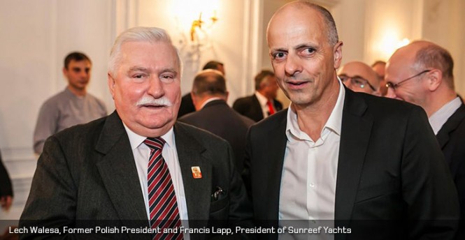 Lech Walesa, Former Polish President and Francis Lapp, President of Sunreef Yachts Lech Walesa, Former Polish President and Francis Lapp, President of Sunreef Yachts