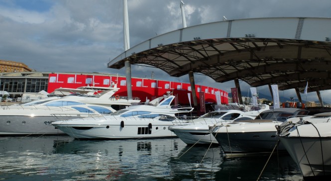 Luxury yachts on display at the 2013 Genoa Boat Show Luxury yachts on display at the 2013 Genoa Boat Show